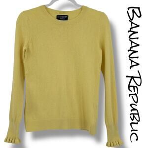 Banana Republic Yellow Merino Wool Cashmere Ruffle Cuff Sweater Womems Sz Small